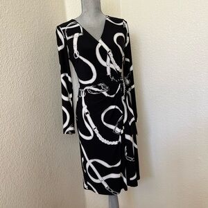 Ralph Lauren Black and White Chain Pattern Dress